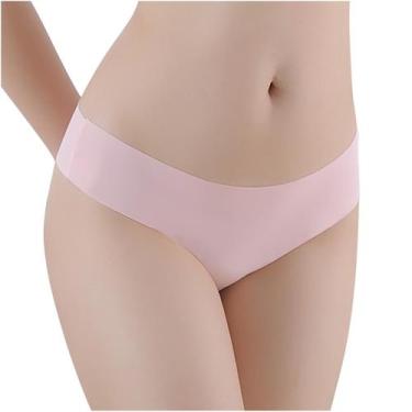 Imagem de Lingerie sexy feminina cor sólida cuecas sem costura calcinha tanga cu