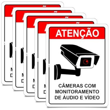 Imagem de Placa de Aviso Câmeras com Monitoramento de Áudio e Vídeo, PS 1mm, 20 x 15 cm, com Fita Dupla Face (5)