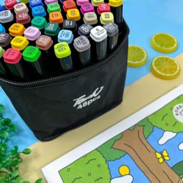 Imagem de Canetas para Pintar Bobbie Goods, Caneta Touch (24, 36, 48, 60, 80, 100, 120 ou 168 Cores) para Livro de Colorir, Marcador - Canetinhas Ponta Dupla - Kicyn (48)