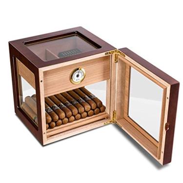 Imagem de Caixa de charutos de escritório pequena claraboia transparente para cigarros tinta de piano para amigos (cor: marrom, tamanho: 24,5 x 24,5 x 24,5 cm) (cor: marrom, tamanho: 24,5 x 24,5 x 24,5 cm)