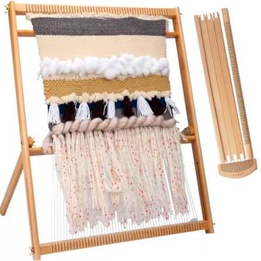 Imagem de Tear grande - Kit de tecido de teares com moldura de regaço grande multiartesanato de 49 x 62 cm, máquina de tricô tecida à mão de bricolagem, tear para iniciantes, adultos e crianças