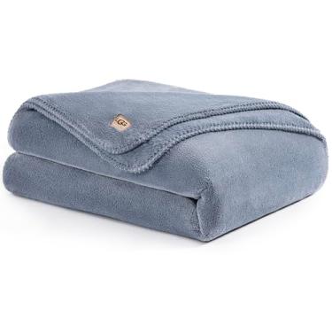 Imagem de UGG Cobertor duplo de pelúcia, cobertor de lã macio e aconchegante para cama, cobertor luxuoso e fofo para sofá, essencial de dormitório hipoalergênico lavável, 167 x 228 cm, azul jeans (branca)