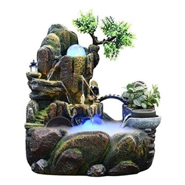 Imagem de Fonte de mesa fonte de mesa para interiores cascata de rocha simuladas e pesca para idosos com humidificador atomizador, contas giratórias, fontes de mesa (tamanho: pequeno) ()