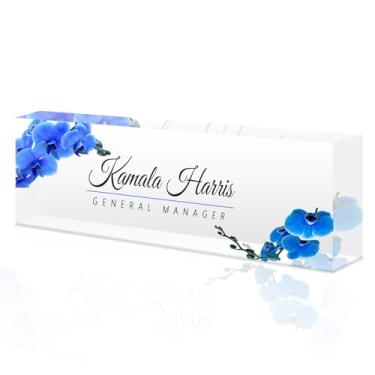 Imagem de placa de identificação acrílica personalizada, Placa de nome personalizada para mesa, Decoração de mesa, presente de escritório para colegas, chefes, professores