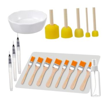 Imagem de Fancyes Conjunto de pincéis para decoupage, recipiente para cola, cabo de madeira, canetas para água, pincéis de para brinquedos educativos,