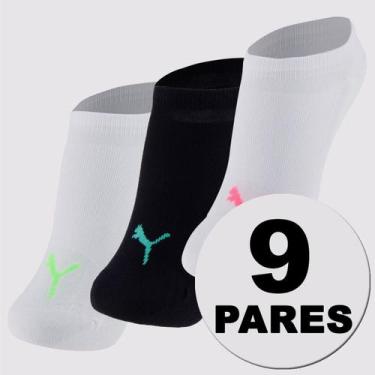 Imagem de Kit Meia Puma Sapatilha Invisivel 9 Pares Feminina Branca e Preta, 34-