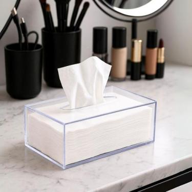 Imagem de Porta Lenços de Papel Para Mesa Caixa Organizador Acrílico Transparent