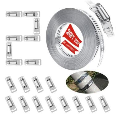 Imagem de Braçadeiras de mangueira WSWECCL, alça de 20 pés + 20 fixadores de aço
