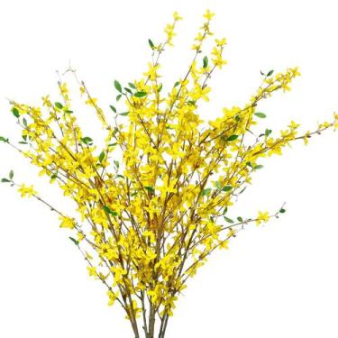 Imagem de Flores de orquídeas artificiais Sggvecsy Fake Forsythia Stems x4