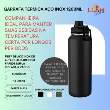 Imagem de Garrafa Térmica Aço Inox 1.2L Parede Dupla com Alça Flexível e Bico co