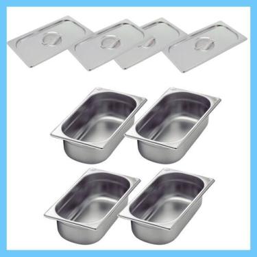 Imagem de Kit de 4 Cubas Gastronômicas Com Tampa Buffet Inox 1/3 100mm - Zepper