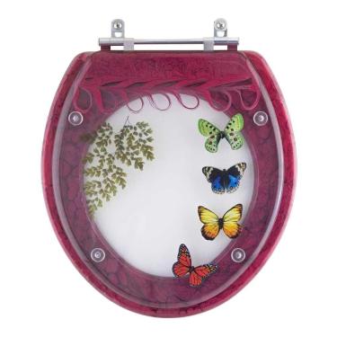 Imagem de Tampa de Vaso Acrilico Decorado Borboletas Magenta Convencional para vaso Fiori 6lpf