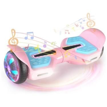 Imagem de Hoverboard SIMATE Rosa e Azul 6,5&quot; com Bluetooth, Luzes LED e Certificação UL2272 – Até 13,7 km/h, Autonomia de 12,8 km