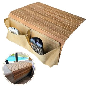 Imagem de Kit 2 Esteira Braço De Sofá Bambu Com Bag Suporte Controle