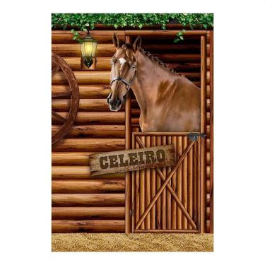 Imagem de Painel De Festa Retangular Aniversário Subli Cavalo Celeiro