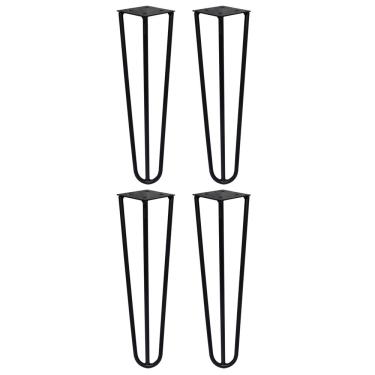 Imagem de Kit 4 Pés de Metal 30 CM Hairpin Legs Mesa de Canto Rack e Puffs Preto G41