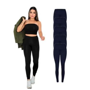 Imagem de Kit Com 5 Legging Flanelada Feminina Preta - Rcv Store, P, Preto