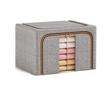 Imagem de Caixa Organizadora para Guarda-Roupa Dobrável com Visor Transparente - Organizador de Roupas, Brinquedos, Lençol e Edredom(CINZA P)