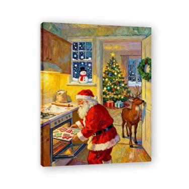 Imagem de Pôster de Natal de casa de fazenda, estampa de férias de inverno, decoração de parede de Natal vintage para decoração de galeria de quarto de fazenda em casa A87. Moldura interna 60x80cm-23,7x31,5 pol