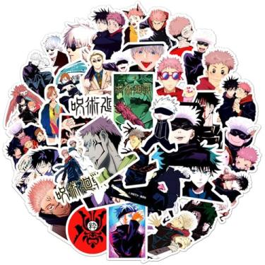 Imagem de 50 peças de adesivos de mangá Jujutsu Kaisen pacote misto de adesivos de anime de desenho animado quente adesivos decorativos para crianças adolescentes adultos adesivos à prova d'água para garrafa de
