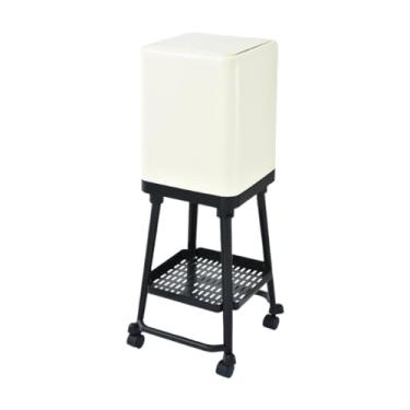 Imagem de Ioensy Lixeira tipo prensa com rodas, lata de lixo com rodinhas, lixeira removível para uso doméstico, para escritório e cozinha, Preto