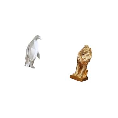 Imagem de Fenteer Escultura de E Pinguim, Artesanato Colecionável, Ornamento Decorativo, Estátua de Animal de Resina, Mesa, Bar, Quarto, Escritório, Arte Colecioná