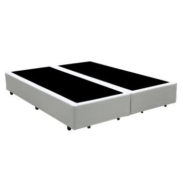 Imagem de Base Cama Box King Bipartido Branco Sintetico 40x192x203 - Santo Box FR