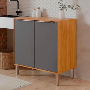 Imagem de Balcão de Cozinha 80cm Divina Celeste 100% MDF 2 Portas Cinamomo Titanium MGM Moveis