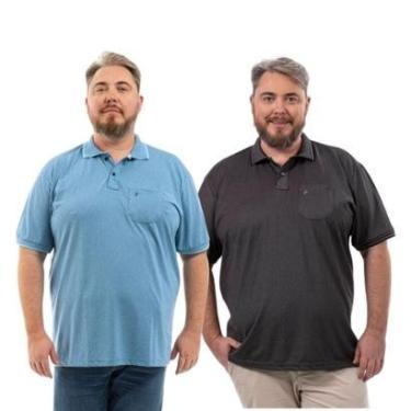 Imagem de Kit 2 Camisa Polo Masculina Plus Size Pique com Bolso Casual-Masculino