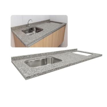 Imagem de Pia Cozinha 180cm Granito Corumba C/Cuba Inox Parte Cooktop