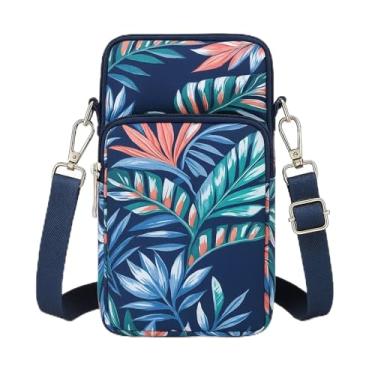 Imagem de Bolsa transversal para celular feminina, bolsa de ombro pequena com vários bolsos, mini carteira para celular, bolsa de compras, Floral-c