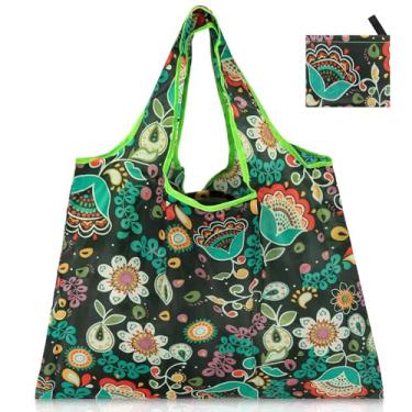 Imagem de Sacolas de compras reutilizáveis de poliéster dobrável, lindas sacolas de compras reutilizáveis para mulheres, grandes, resistentes, laváveis na máquina, Xc-08, Large