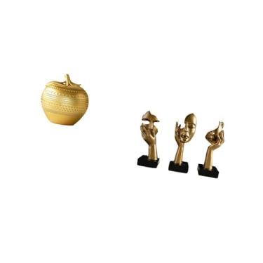 Imagem de Fenteer Conjunto de Escultura de Arte de Estatueta de Resina, Estátua de Fruta Abstrata Moderna, Mesa, Estante, Sala de Jantar, Quarto, Decoração de Escritóri