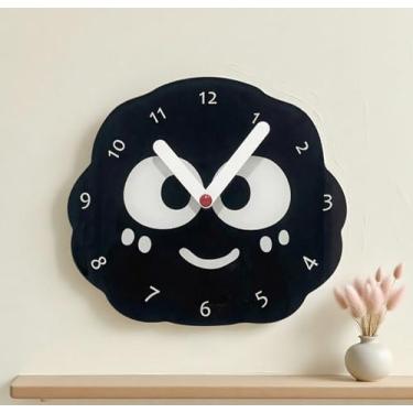 Imagem de MENG ZHI AO Relógio de parede acrílico Big Eyes Relógio de parede de quartzo tipo ponteiro criativo bola de carvão desenho animado relógio infantil para casa, quarto, etc
