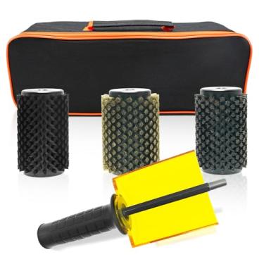 Imagem de ETOUPA Kit de escova de esqui Roto, eixo de cabo de escova rotatória, kit de escova de cera de snowboard com 3 escovas de nylon, latão, crina de cavalo para depilação