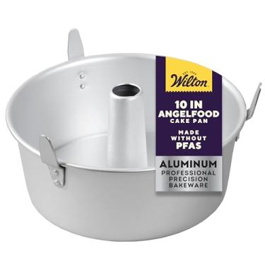 Imagem de Wilton Forma redonda de alumínio para bolo de comida de anjo, utensílios de cozinha em tubo para bolos fofos, durável, aquecimento uniforme, resistente à ferrugem, qualidade profissional, 25,4 cm, o