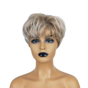 Imagem de Peruca sintética curta Bob 30cm loira para mulheres 100g - yiweisai