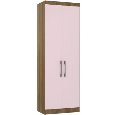 Imagem de Guarda Roupa Modulado 79cm 2 Portas Paris Luciane Móveis Avelã Pf Com Rosa Pf