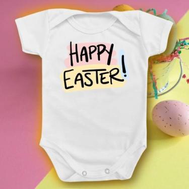 Imagem de Body Bebê Páscoa Happy Easter Inglês Macacão Recem Nascido - Borizinho