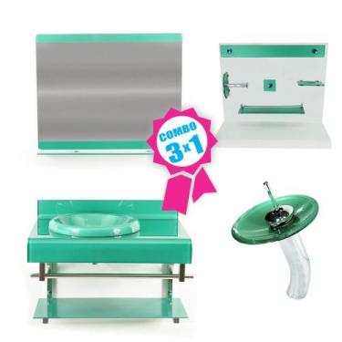 Imagem de Combo 3 em 1 - Gabinete 70cm Espanha + Torneira Ibiza + Kit Banheiro J