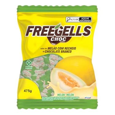 Imagem de Bala Freegells Melão Recheada Chocolate Branco 475g Freegells