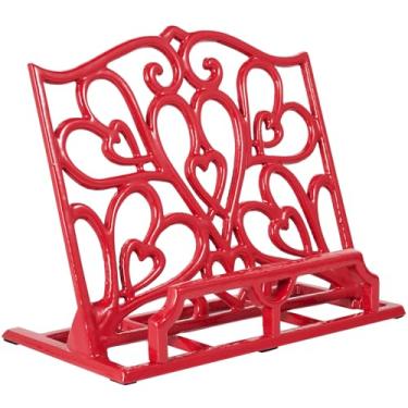 Imagem de JOGREFUL Suporte de livro de receitas, suporte de livro de receitas de ferro fundido, suporte de livro de receitas vintage de cozinha, suporte de descanso de leitura para cavalete, balcão, livros