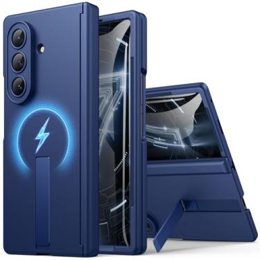 Imagem de BXYJY Capa para Samsung Galaxy Z Fold 7 com suporte, compatível com MagSafe, protetor de tela frontal, proteção para câmera e dobradiça, capa de celular magnética fina e robusta para Samsung ZFold 7
