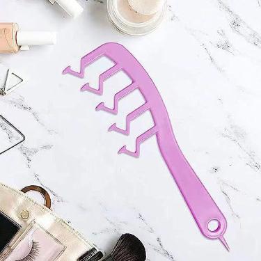 Imagem de Phefop Pente de Cabelo Desembaraçador Em Forma de Z, Ferramenta Portátil de Estilo para Salão de Beleza, Plástico, Roxo/azul/rosa, Adequado para Todos Os Tipos de Cabelo, Pacote Com 3 (Arroxeado)