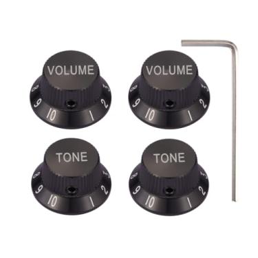Imagem de Dopro Parafuso de fixação 1/10.2 cm Universal Metal Guitar Bass Potenciômetro Alumínio Volume/Tom Top Hat Bell Knobs para Strat/Ibanez/Yamaha/Les Paul/AMPS/Preamps 2V2T Preto