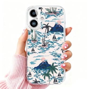 Imagem de DSJIFGEW Design de capa transparente padrão para iPhone 16 | Antiamarelamento, parte traseira rígida, proteção contra quedas de nível militar, suporta carregamento sem fio