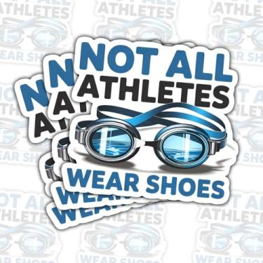 Imagem de 3 peças que nem todos os atletas usam adesivos de natação, adesivos de vinil com citação esportiva engraçada para laptop, caderno, diário, garrafa hidráulica, garrafa de água, carro, presente para