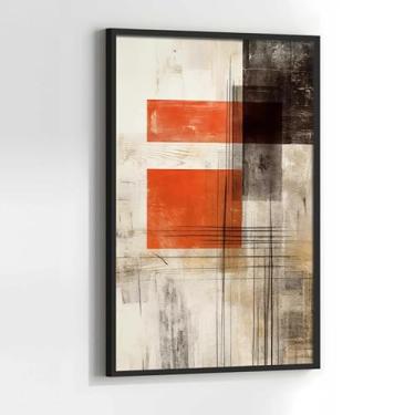 Imagem de Kit quadro decorativo 70x90 cm Abstrato Moderno Vermelho e Preto Vertical para Sala
