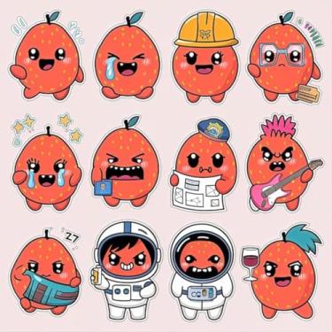 Imagem de Adesivos Kawai fofos para decoração de quartos e cadernos com personagens e foguete 30x30cm