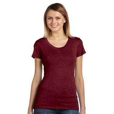 Imagem de Camiseta feminina de manga curta Bella 8413 Triblend - Maroon Triblend44; Médio